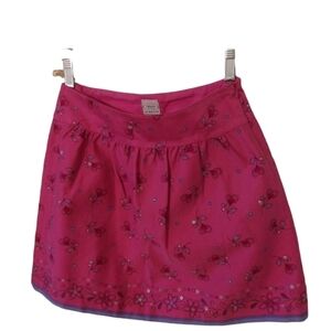Talbot's Kids Stretch Pink Embroidered Heart Flowers & Sequined Lined Skirt 12